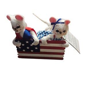 Annalee Dolls 5" Stars & Stripes Mice w/ Flag Patriotic Parade Collectible NWT